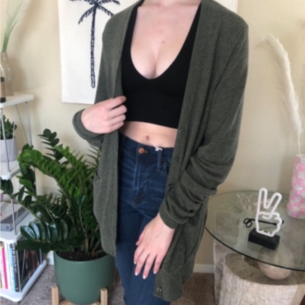 Wildfox Olive Green Relaxed Cardigan Sweater